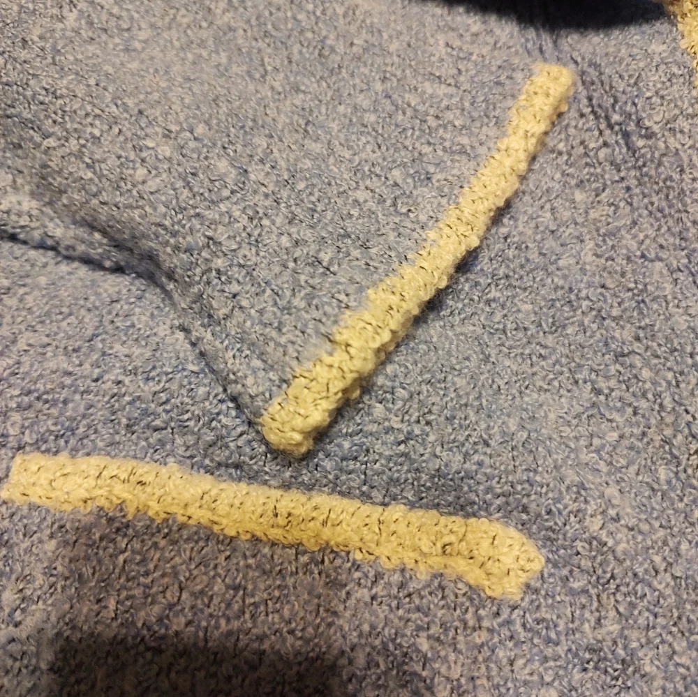 🔹🪻🔹Divine Vtg French Blue Periwinkle & Cream Plush Boucle Sweater Blazer - M - Picture 11 of 14